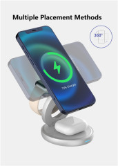 qi2 Certified-Foldable 3 in 1 Magnetic Wireless Charger