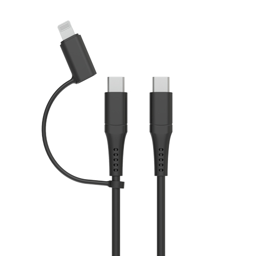MFi USB C to USB C with Lightning Adapter Charge & Sync Cable (TPE head)