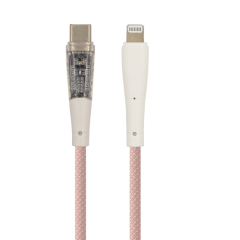 Smart Transparent USB  C to Lightning cable with Exclusive PUSLING LED indicator