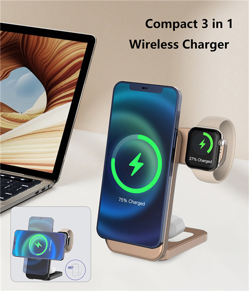 qi2 25w certified-3 in1 Compact & Portable wireless charging stand