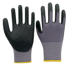 15G Grey Spandex+Nylon Liner With Black Micro-Foam Nitrile Coating