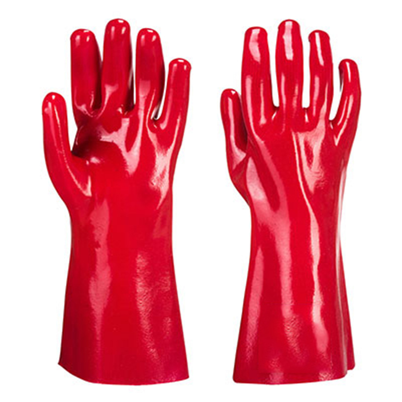 Cotton liner with red full coverage smooth PVC coatingc