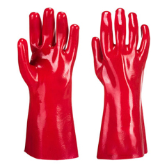 Cotton liner with red full coverage smooth PVC coatingc