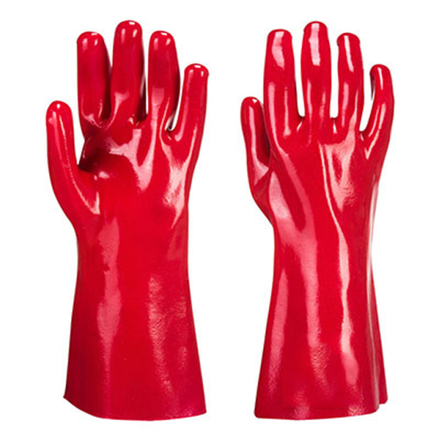 Cotton liner with red full coverage smooth PVC coatingc