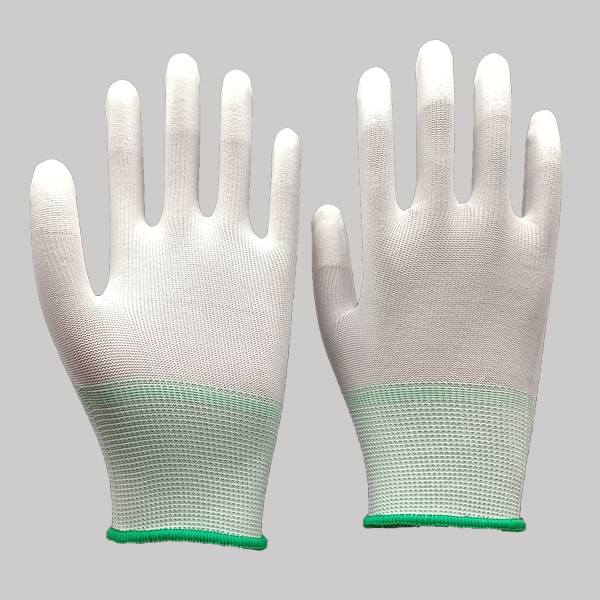 13G polyester liner PU finger coated glove