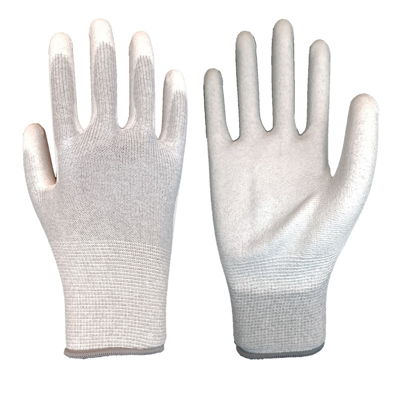13G Carbon/nylon knitted liner with white PU palm coating