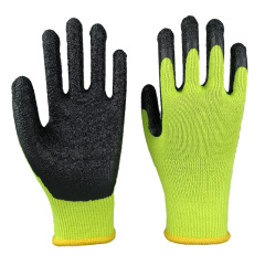 7G Hi-vis green acrylic terry fleeced liner with black crinkled latex palm coating