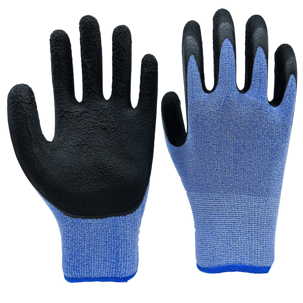 13G spandex/nylon liner with black foam latex palm dipped