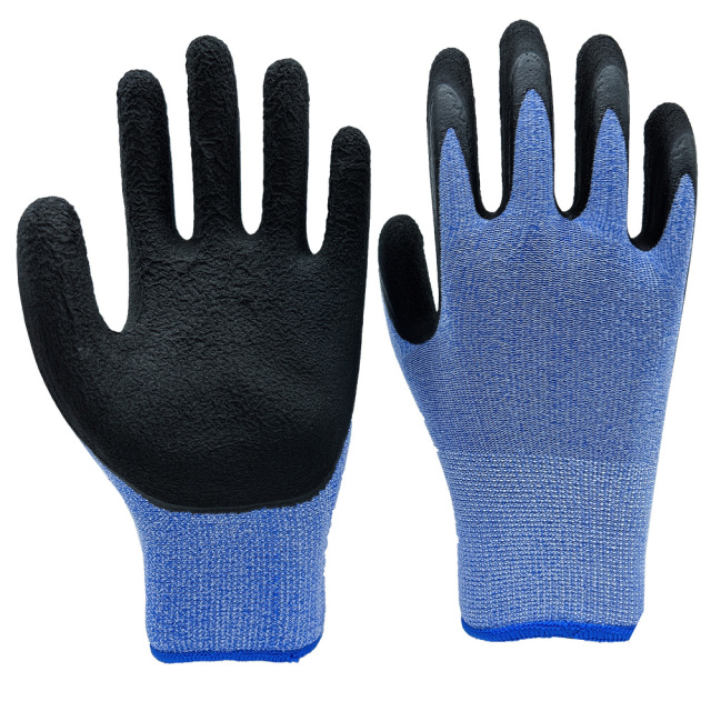 13G spandex/nylon liner with black foam latex palm dipped