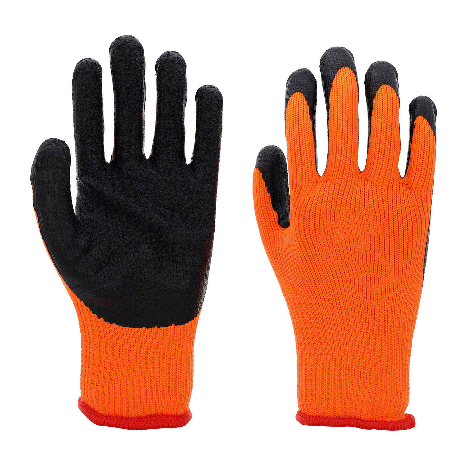 7G Hi-vis acrylic terry fleeced liner with crinkle latex palm dipped