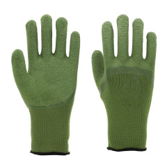 7G green acrylic terry fleeced liner with 3/4 coverage green foam latex palm coating