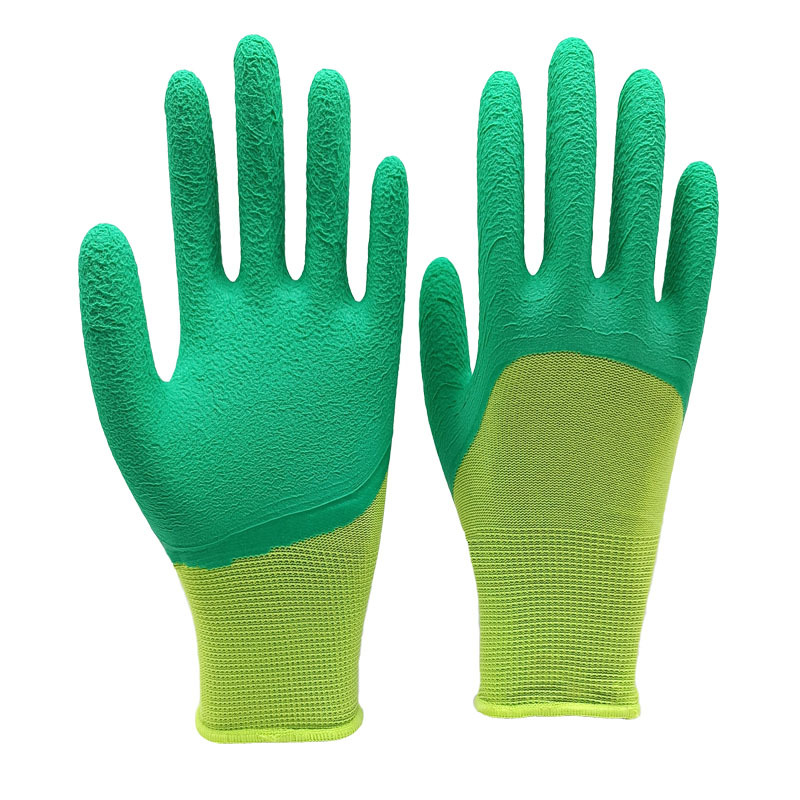 13G Hi-vis green nylon liner with 3/4 coverage foam latex dipped