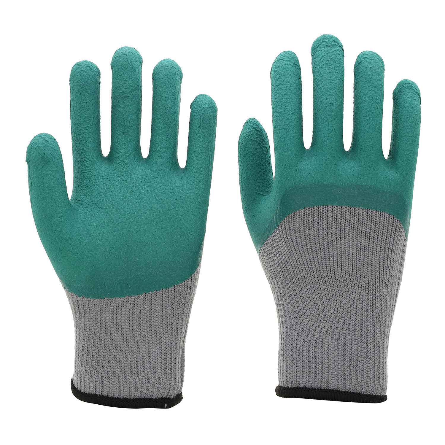 7G grey acrylic terry fleeced liner with 3/4 coverage blue foam latex palm coating
