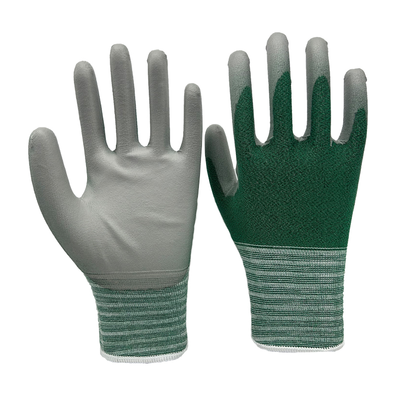 18G Green HPPE/glass fiber liner with black PU foam palm coating