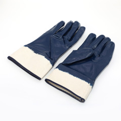 Cotton jersey liner safety cuff with full coverage blue nitrile coating
