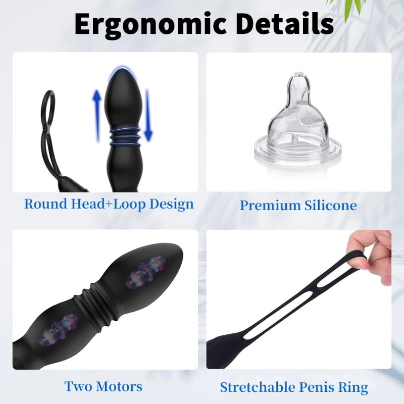 Thrusting Butt Plug with 8 Thrusting and Vibration Modes and Wireless Remote