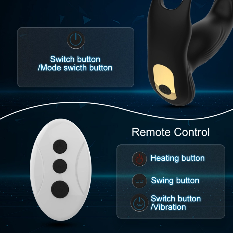 Remote Control Prostate Butt Plug with 10 Vibration Modes, Pulsation, and Heating Function