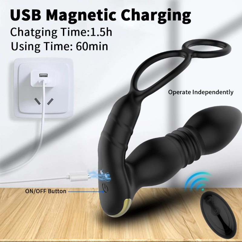 Thrusting Butt Plug with 8 Thrusting and Vibration Modes and Wireless Remote