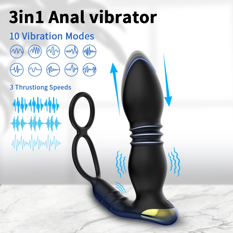 Thrusting Butt Plug with 8 Thrusting and Vibration Modes and Wireless Remote
