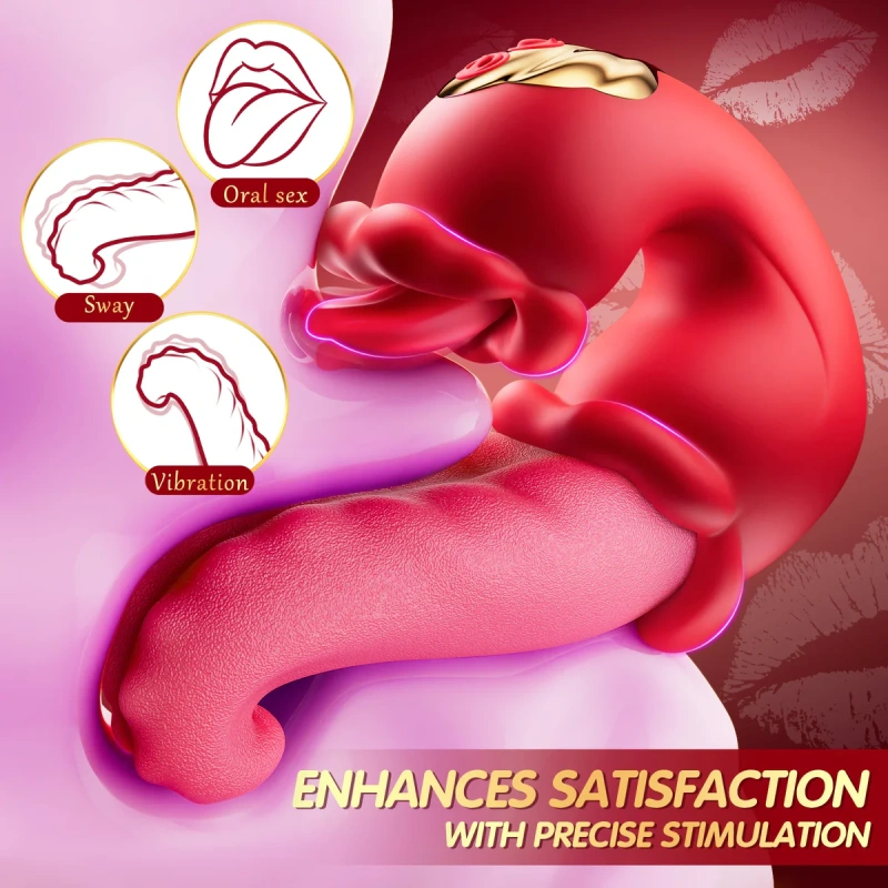 Dual-tongue vibrator G-spot and licking for clitoral orgasm with vibration
