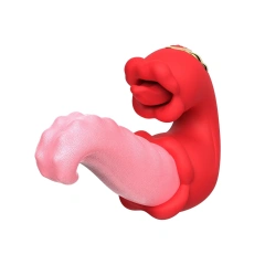 Dual-tongue vibrator G-spot and licking for clitoral orgasm with vibration