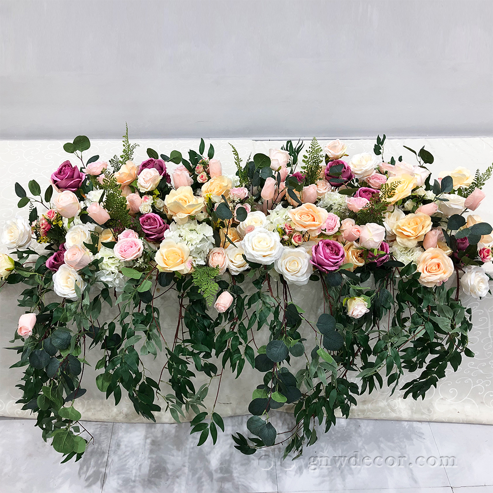 Artificial flower top table runner strip