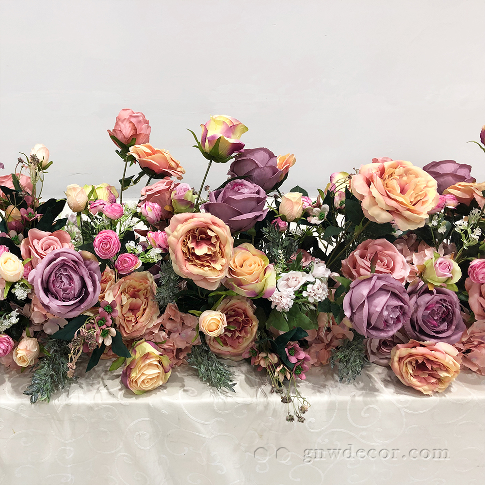 Artificial flower top table runner strip