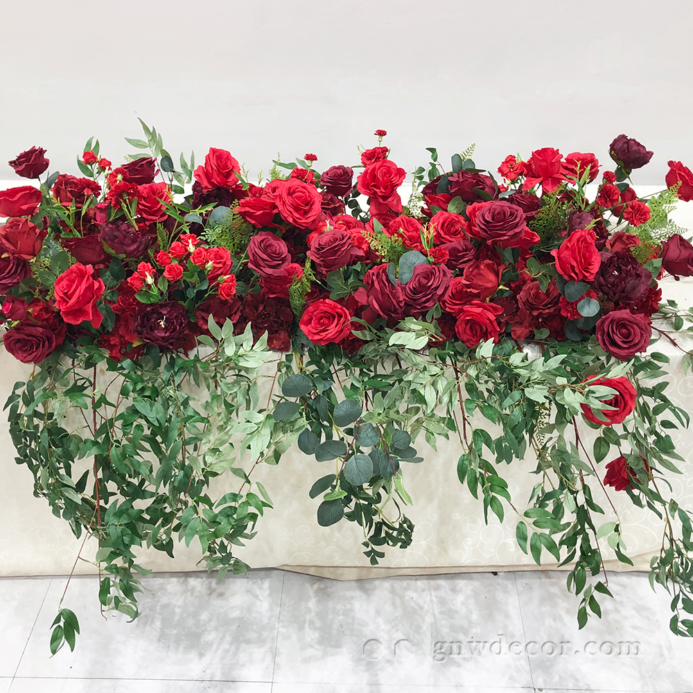 Artificial flower top table runner strip