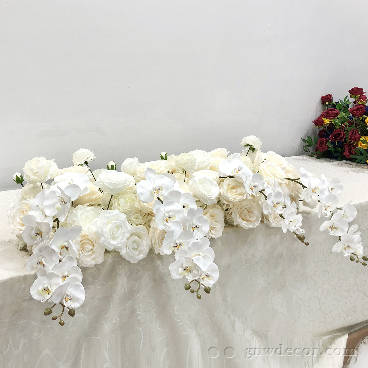 Artificial flower top table runner strip