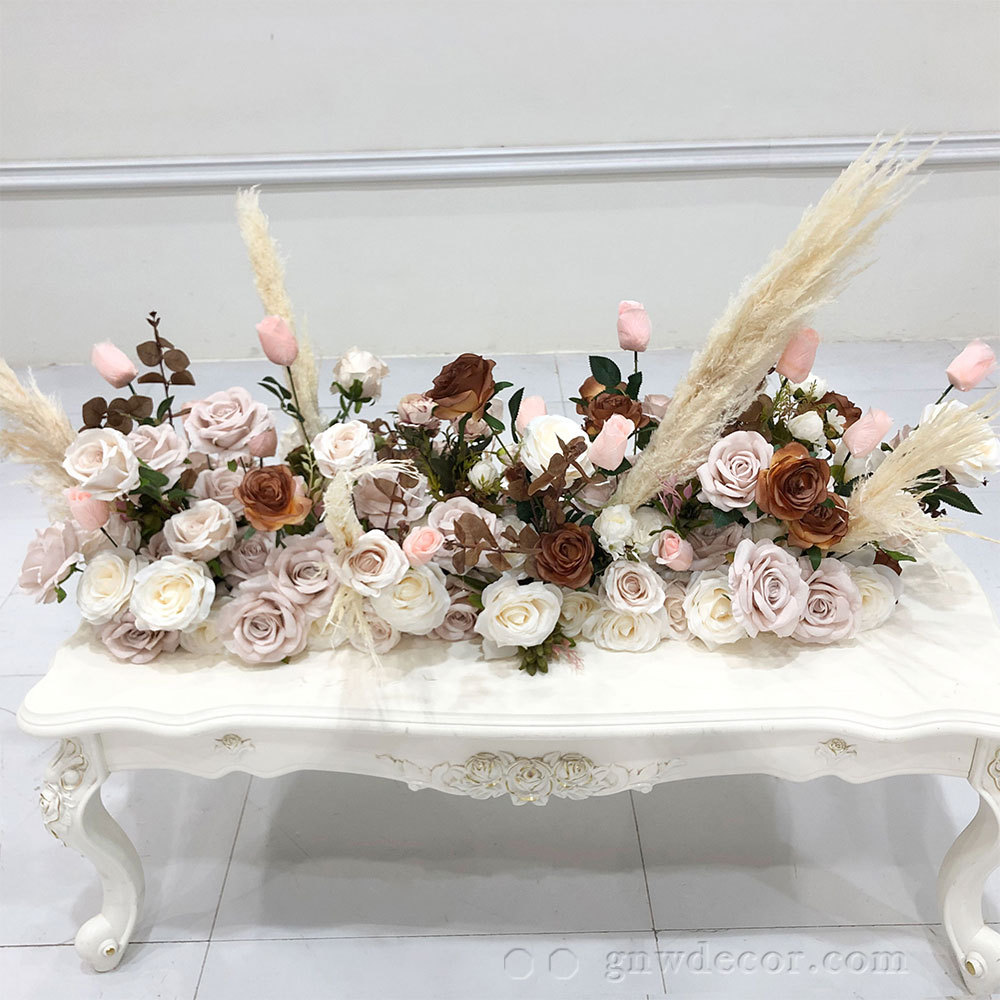 Artificial flower top table runner strip