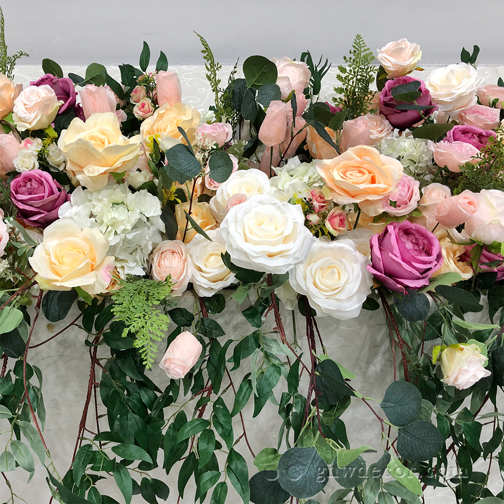 Artificial flower top table runner strip