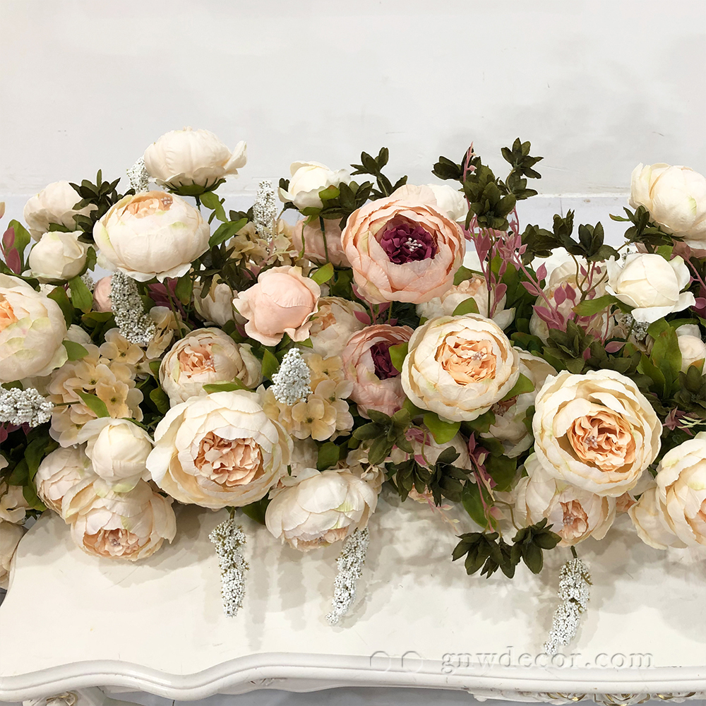 Artificial flower top table runner strip
