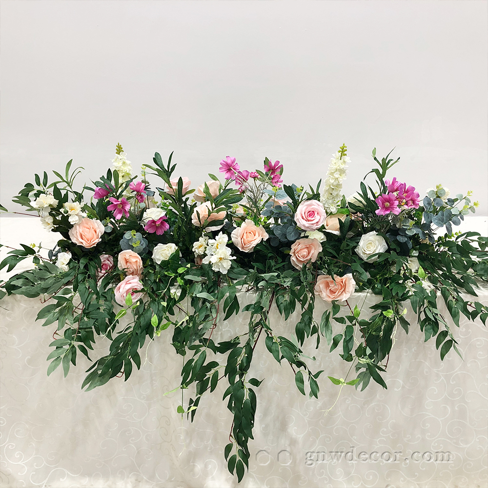 Artificial flower top table runner strip