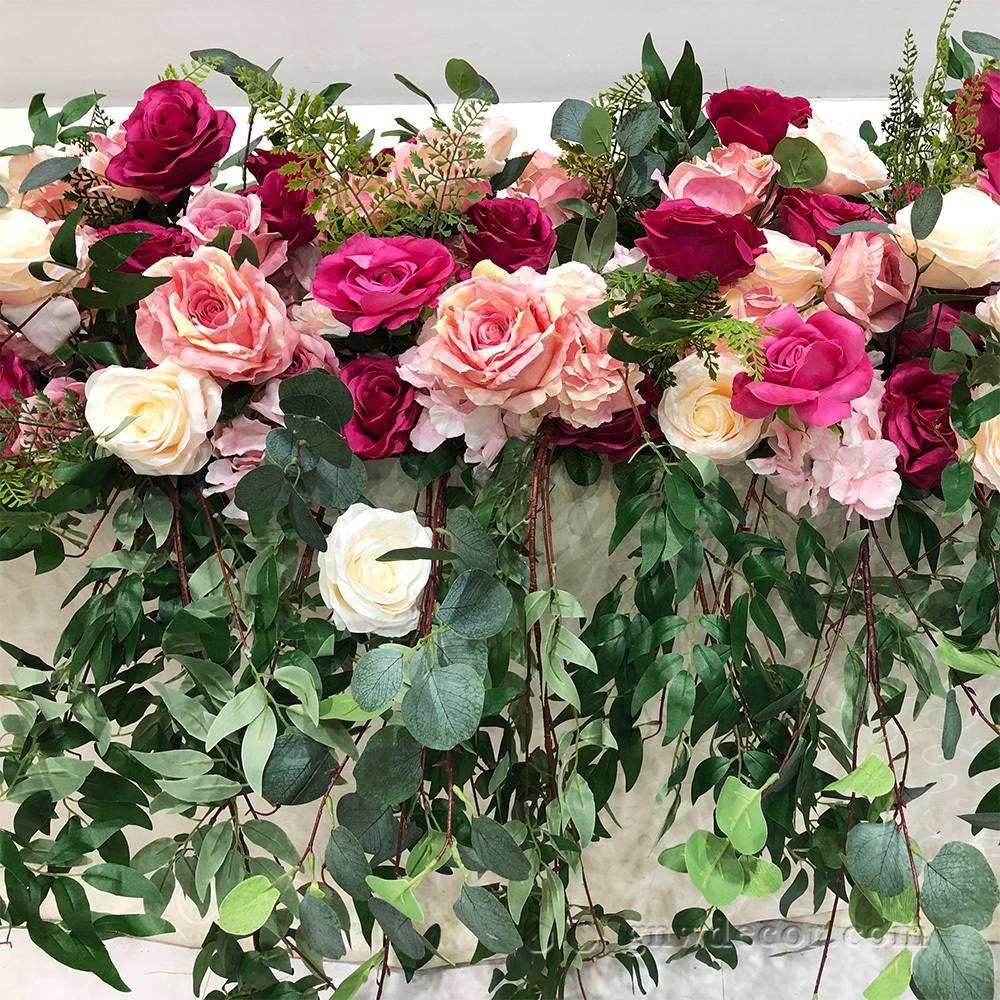 Artificial flower top table runner strip