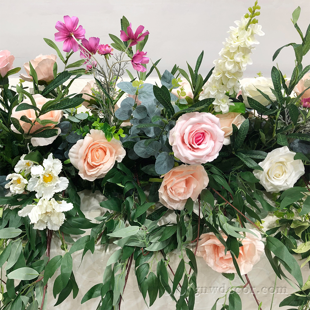 Artificial flower top table runner strip