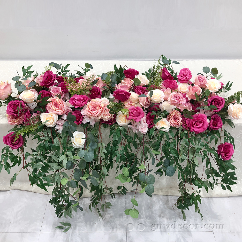 Artificial flower top table runner strip