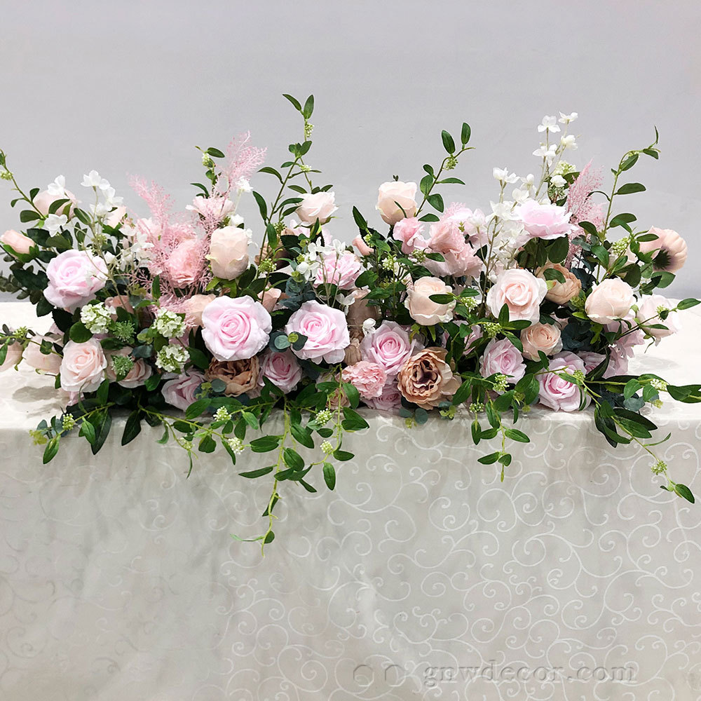 Artificial flower top table runner strip