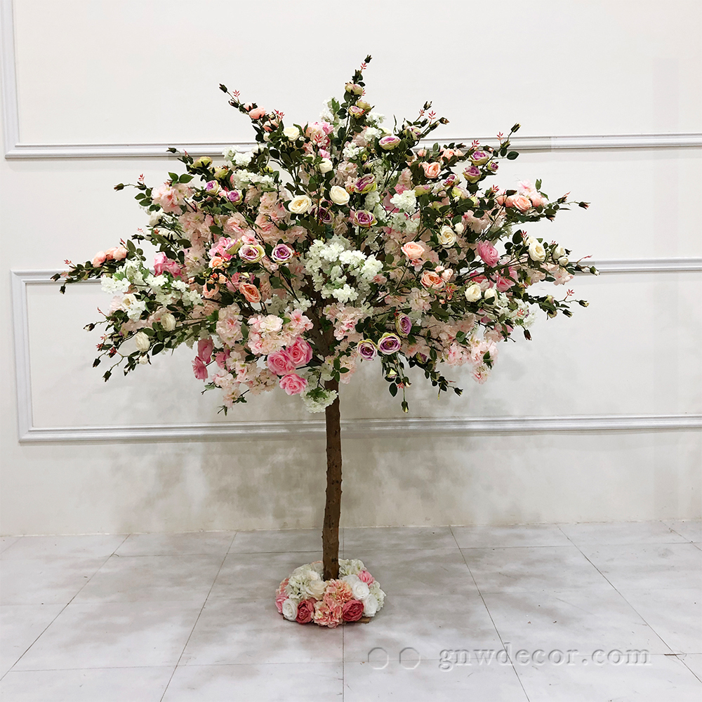 Artificial flower tree for table centerpiece