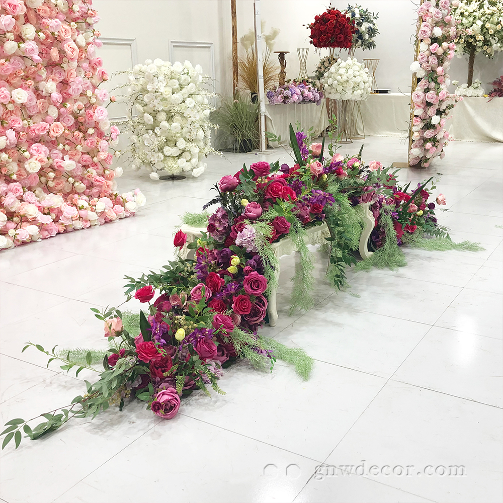 Artificial flower top table runner strip