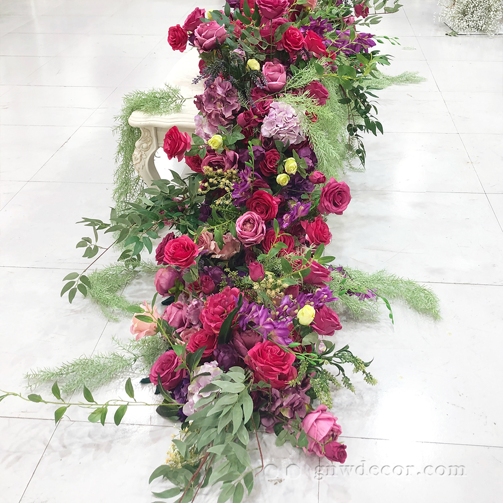 Artificial flower top table runner strip