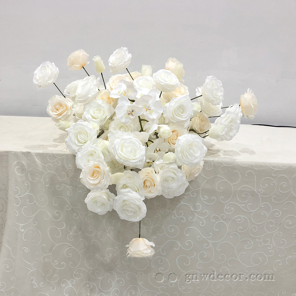 Artificial flower top table runner strip