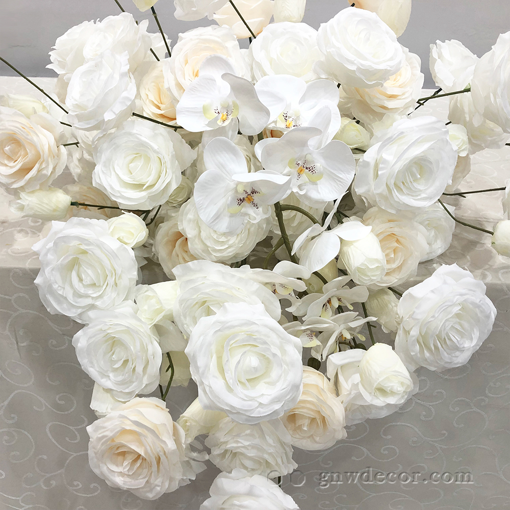 Artificial flower top table runner strip