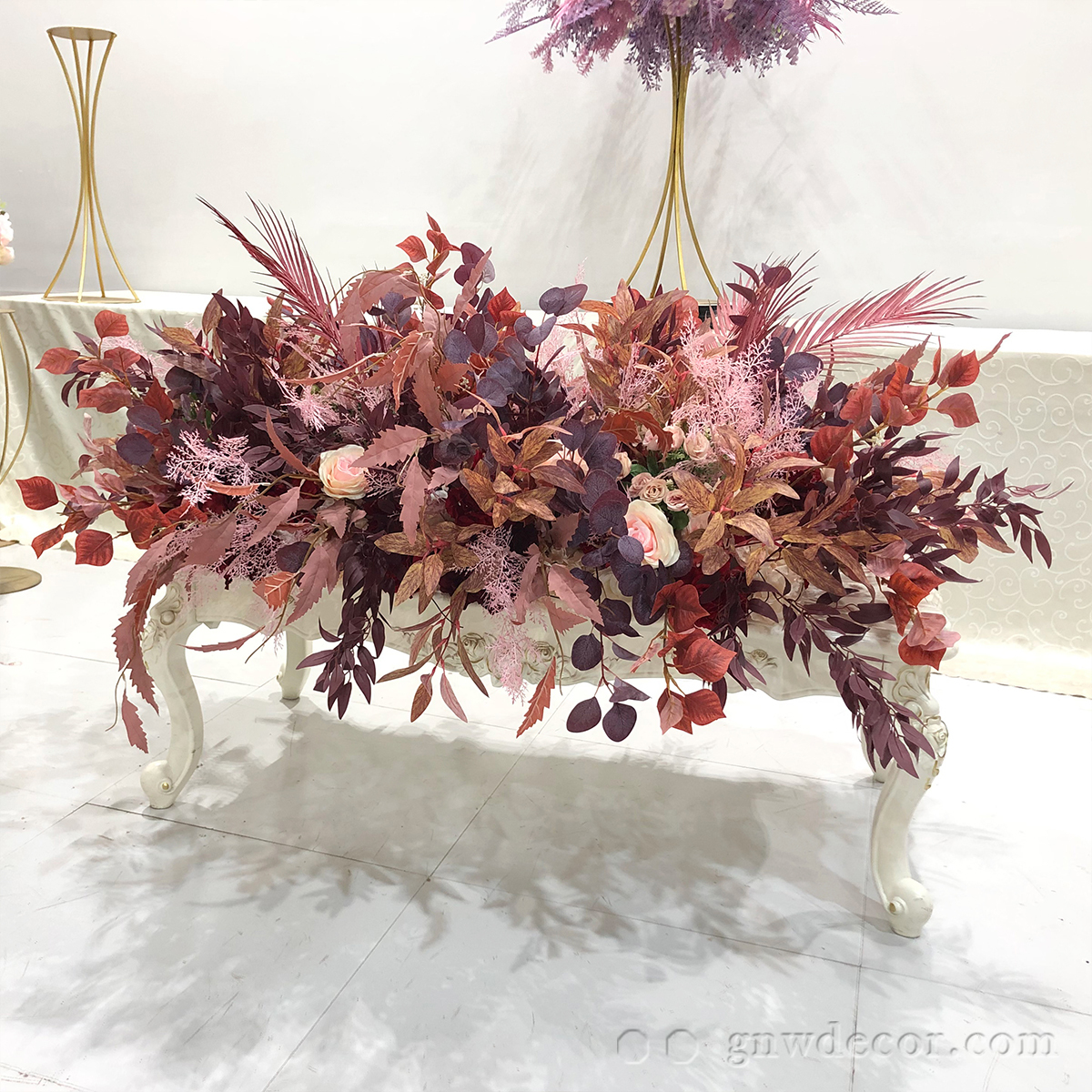 Artificial flower top table runner strip
