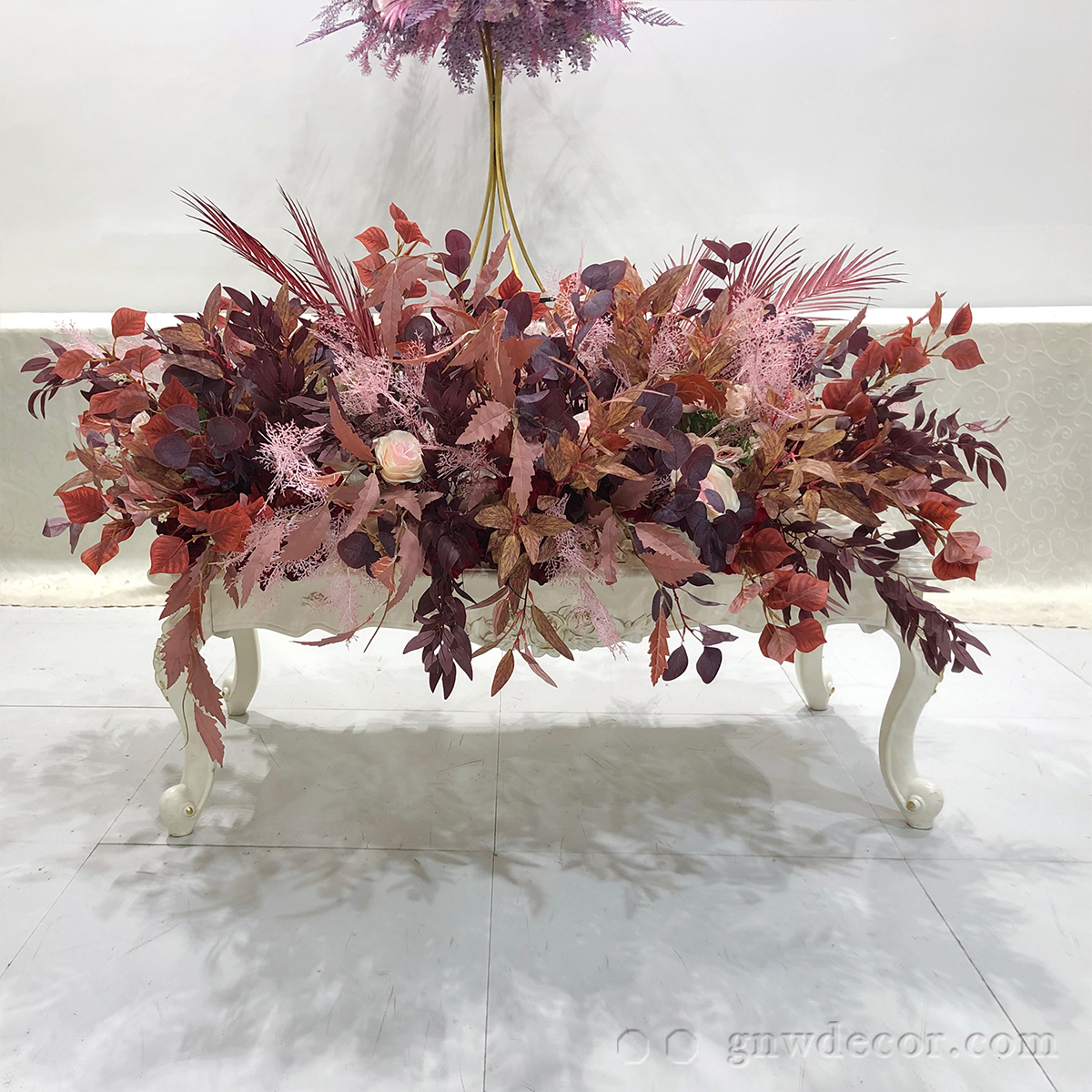 Artificial flower top table runner strip