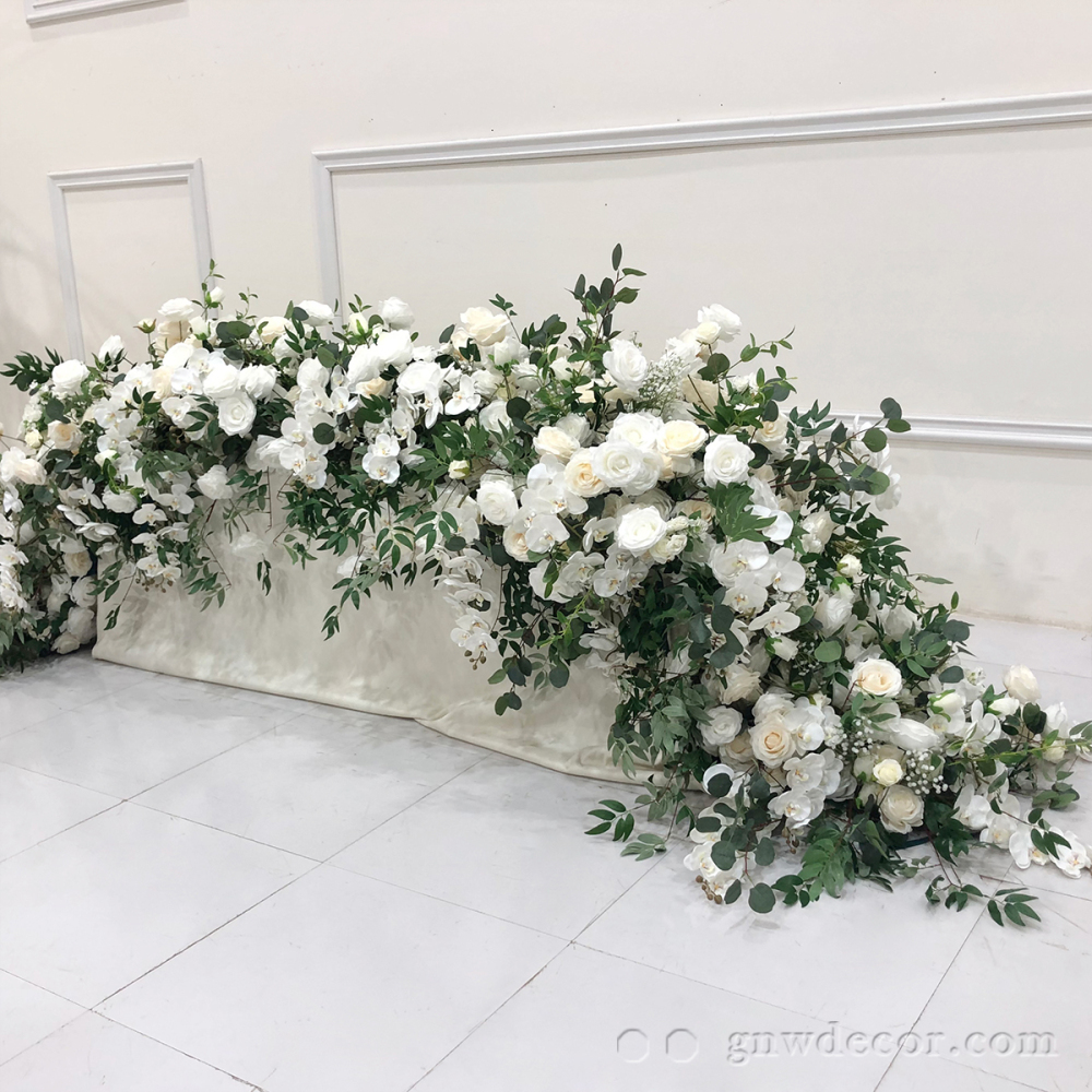 Artificial flower top table runner strip