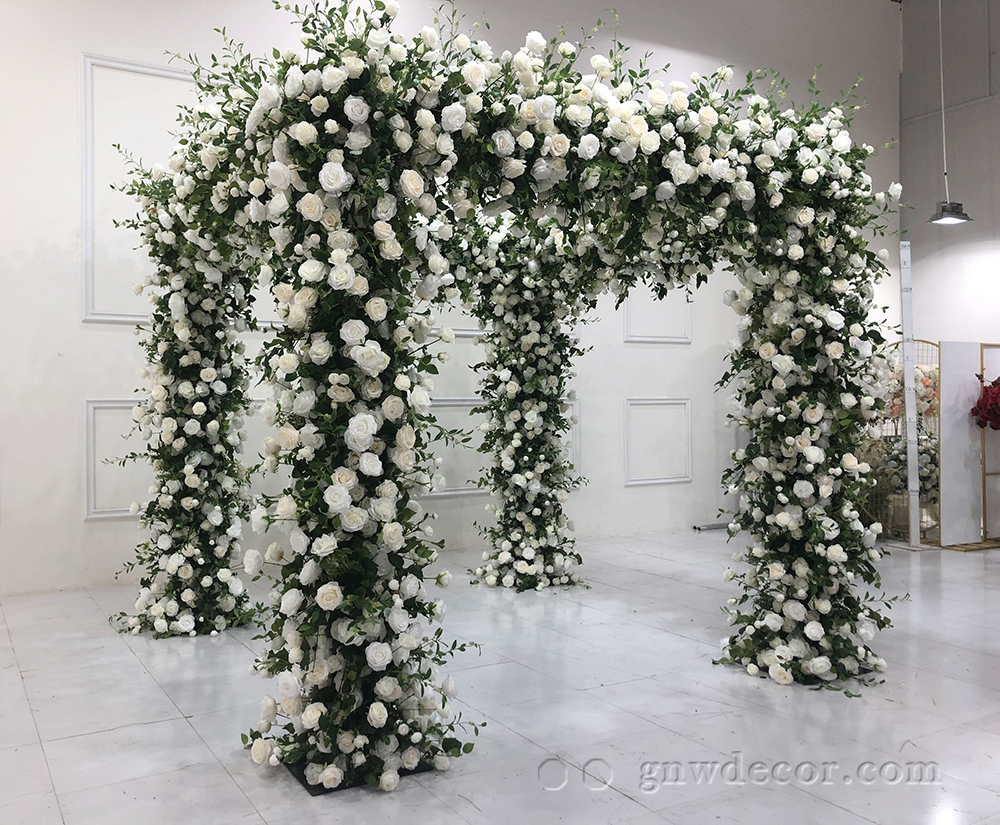 Artificial flower arch : 4 pillars mandap