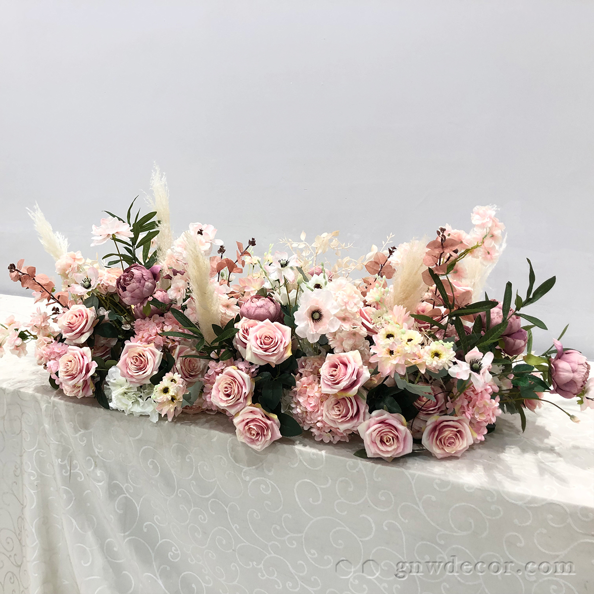 Artificial flower top table runner strip