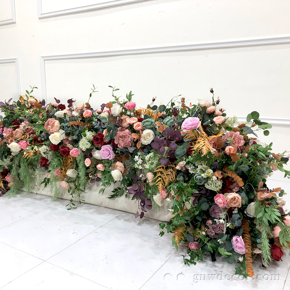 Artificial flower top table runner strip