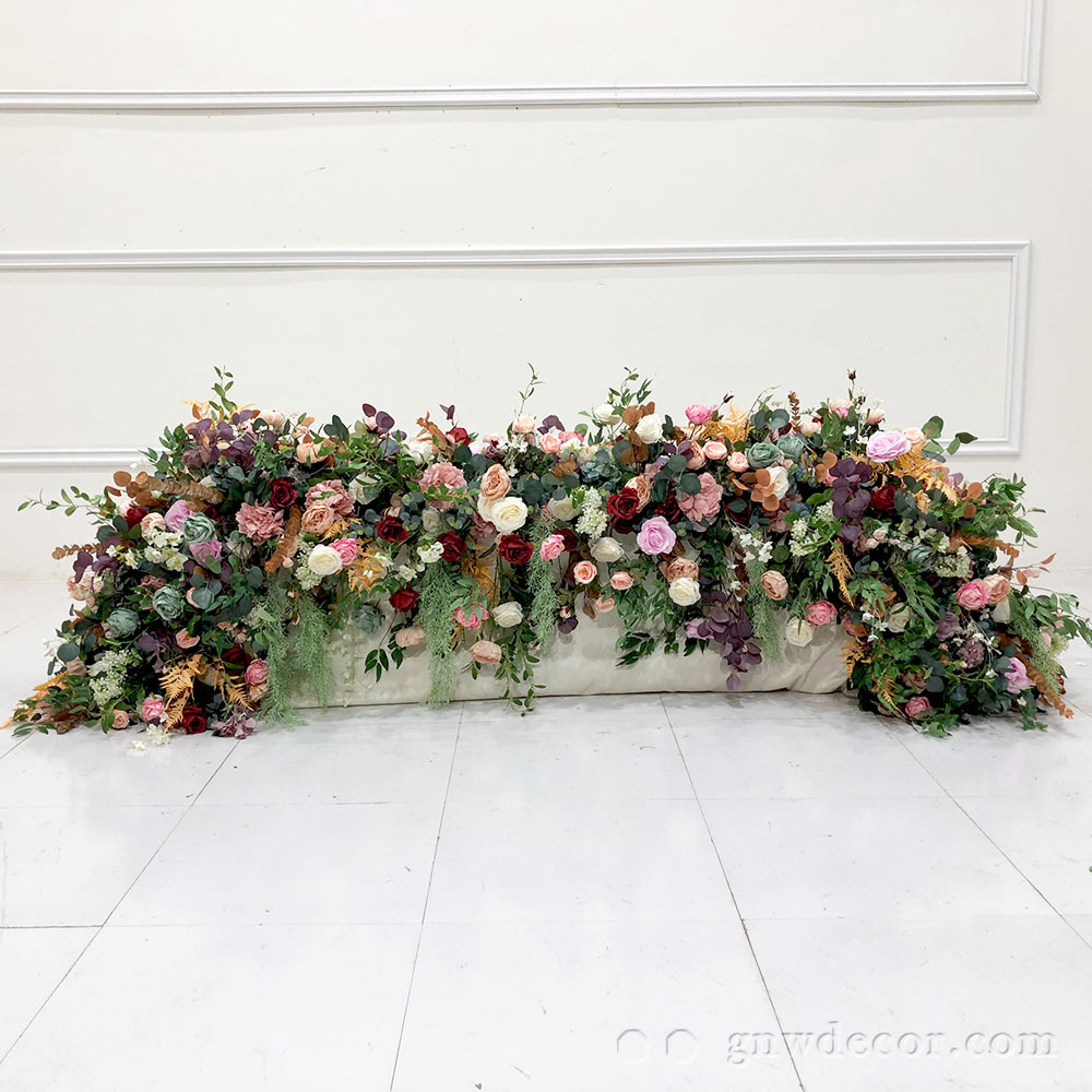 Artificial flower top table runner strip