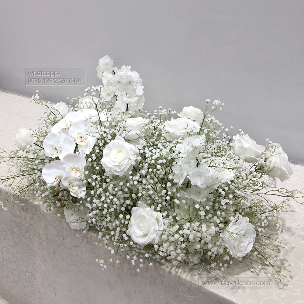 Artificial flower top table runner strip